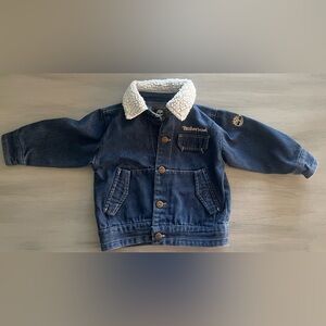 Timberland 18M Dark Blue Denim Jacket with Cream Sherpa Collar